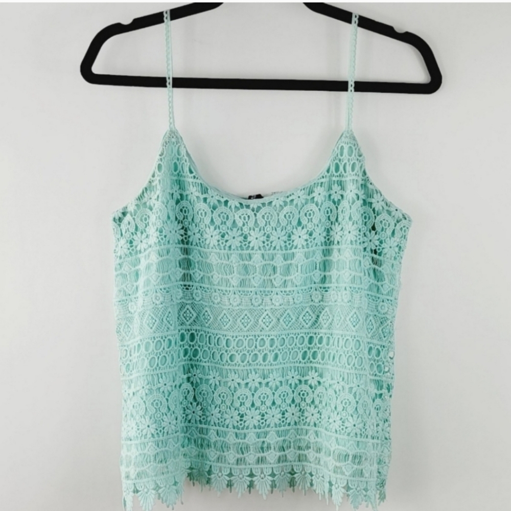 DIVIDED H&M Lace Mint Green Tank Top Size Medium - Picture 1 of 3